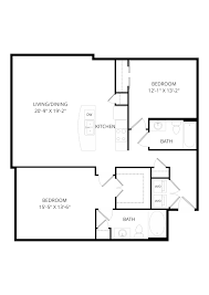 Floor plan for 2 beds, 2 baths, 1156 sqft